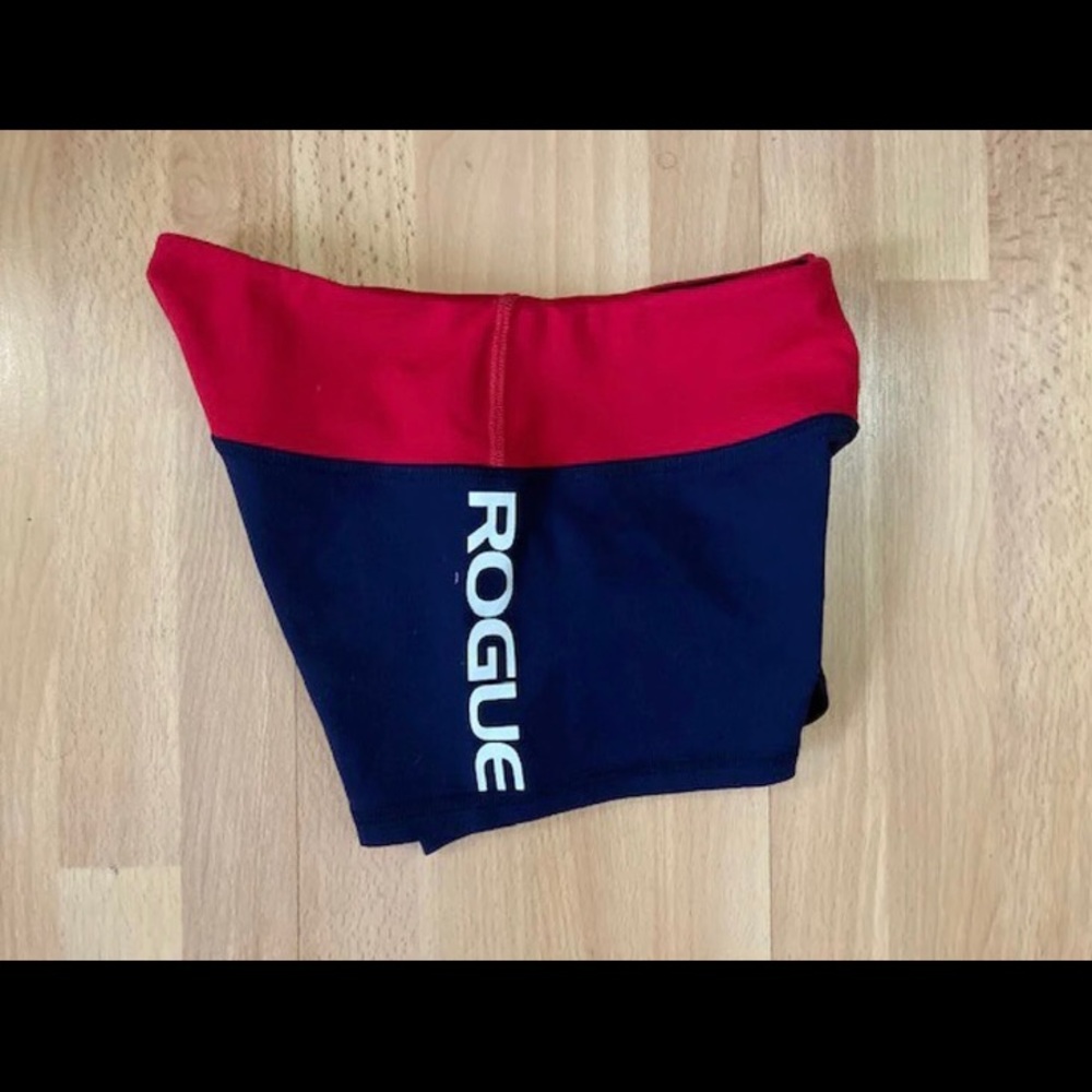 Rogue Crossfit Booty Short
X- Small
Red-Blue 
Pre-Owned, good used condition